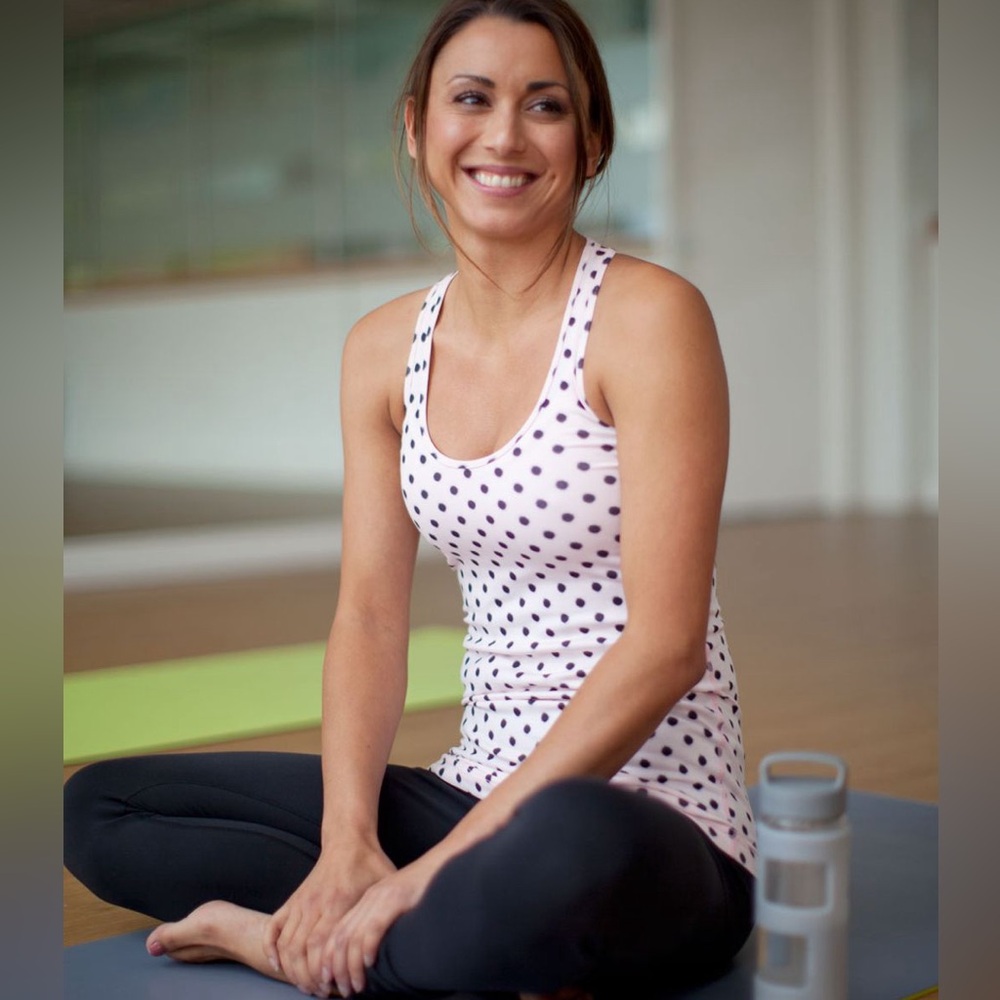 lululemon athletica White and Black Polka Dot Tank Top